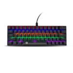 Frontech 63-Key Mechanical Gaming Wired Keyboard Rainbow Backlit 26 Anti-Ghosting Keys Detachable Type-C Cable Windows/Mac/iOS/Android (KB-0010P)