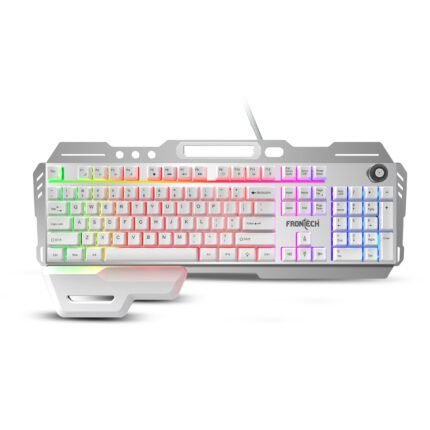 Frontech Wired RGB Backlight Gaming Keyboard 104 Key Layout 19 Anti Ghosting Volume Control USB Plug & Play 1.5m Braided Cable 1 Year Warranty