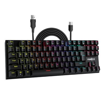 Frontech Wired Gaming RGB Backlight Keyboard 87 Key Layout USB Plug & Play 1.6m Cable Ergonomic 1 Year Warranty