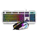 Frontech Metal Warrior Gaming Combo Rainbow Backlit Aluminium Keyboard 19 Anti-Ghosting Keys 7200 DPI Optical Mouse Ergonomic 1-Year Warranty (Black)