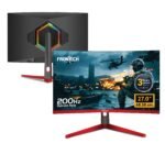Frontech 27 inch Curved Gaming Monitor 200Hz 1920x1080 RGB Wall Mountable HDMI & DP 1ms Built-in Speakers 3 Years Warranty