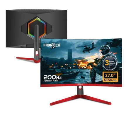 Frontech 27 inch Curved Gaming Monitor 200Hz 1920x1080 RGB Wall Mountable HDMI & DP 1ms Built-in Speakers 3 Years Warranty