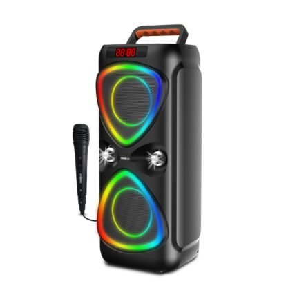 Frontech Smash-251 Party Speaker 30W RGB Lights Dual 4-inch Drivers 2400mAh Battery TWS/FM/USB/BT/AUX Wired Mic 1 Year Warranty (SW-0251)